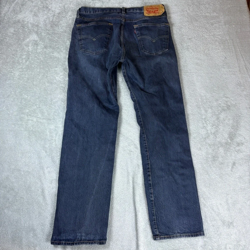 Levi's Jeans Men 34x32 501‎ Original Fit Faded Whiskered Blue Straight Leg Denim